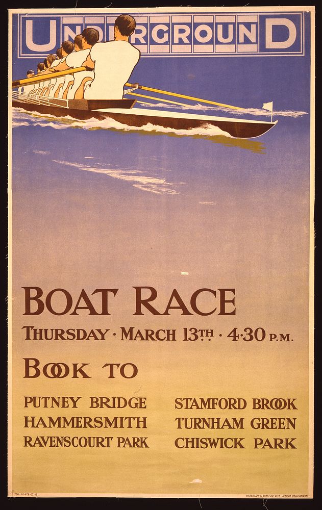 Underground Boat race, Thursday, March 13th, 4:30 p.m.