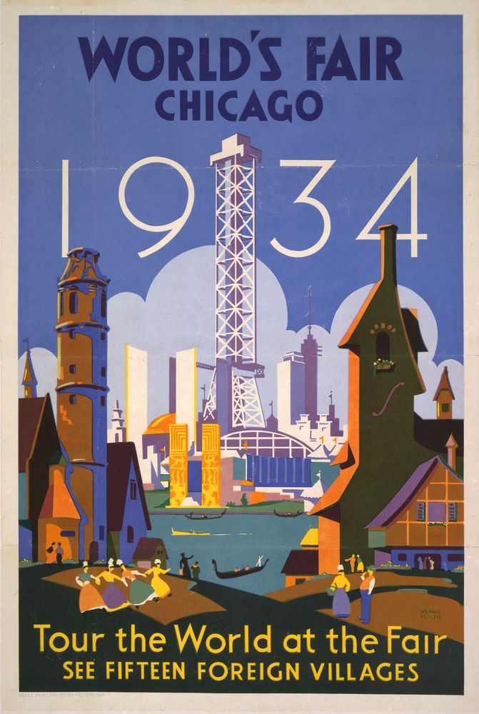 World's fair - Chicago - (1934) vintage poster by Weimer Pursell. Original public domain image from the Library of Congress.
