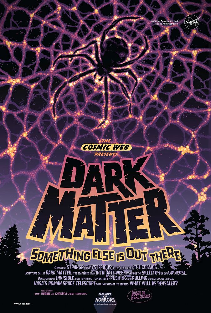 Dark Matter poster (2021) abstract spider, Halloween illustration. Original public domain image from NASA.