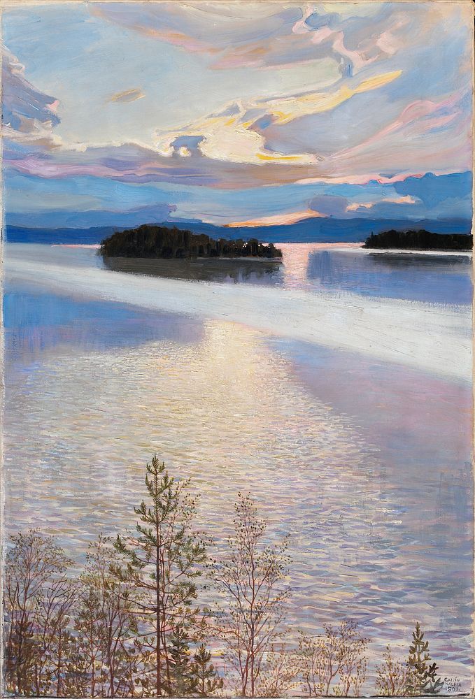 Lake view (1901)  oil painting by Akseli Gallen-Kallela. 