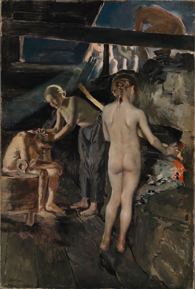 In the sauna, 1889, by Akseli Gallen-Kallela
