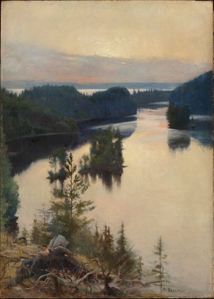Kaukola ridge at sunset, 1889 - 1890, by Albert Edelfelt