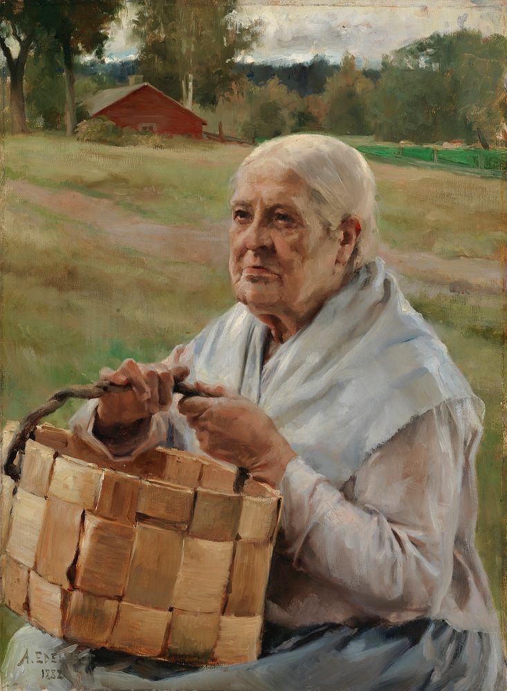 Old woman with a chip basket, 1882, by Albert Edelfelt