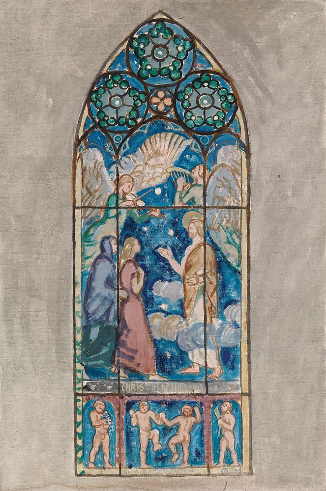 Christus resurrexit, sketch for a stained glass window in pori church, 1924, by Magnus Enckell