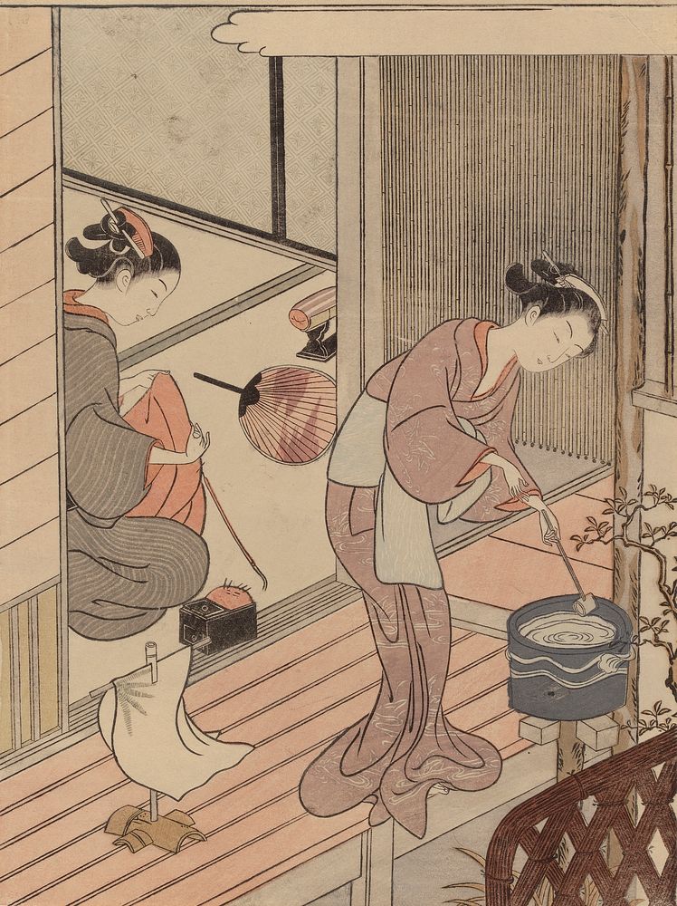 Two women on the balcony, Suzuki Harunobu