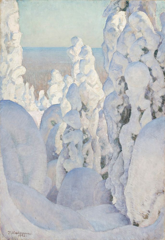 Winter landscape, kinahmi, 1923, by Pekka Halonen