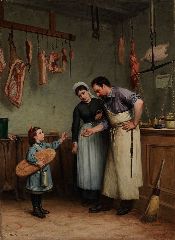 Something for the cat, 1882, by Adolf von Becker
