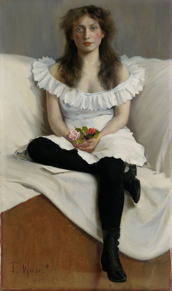 Portrait of a young woman in white, 1893, by Thorsten Wasastjerna