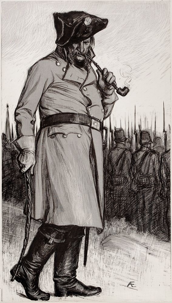 "fieandt ottaa tupakkaa, ruoskaa saappaankorkoon koittaa", 1897 - 1900, by Albert Edelfelt