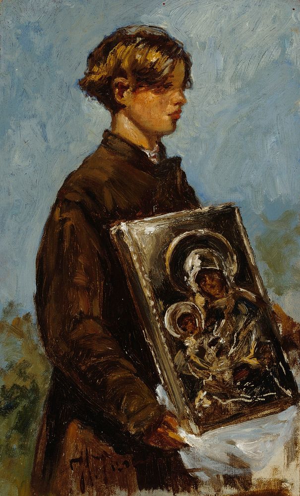 Young boy carrying an icon, study, 1880, Ilja Repin