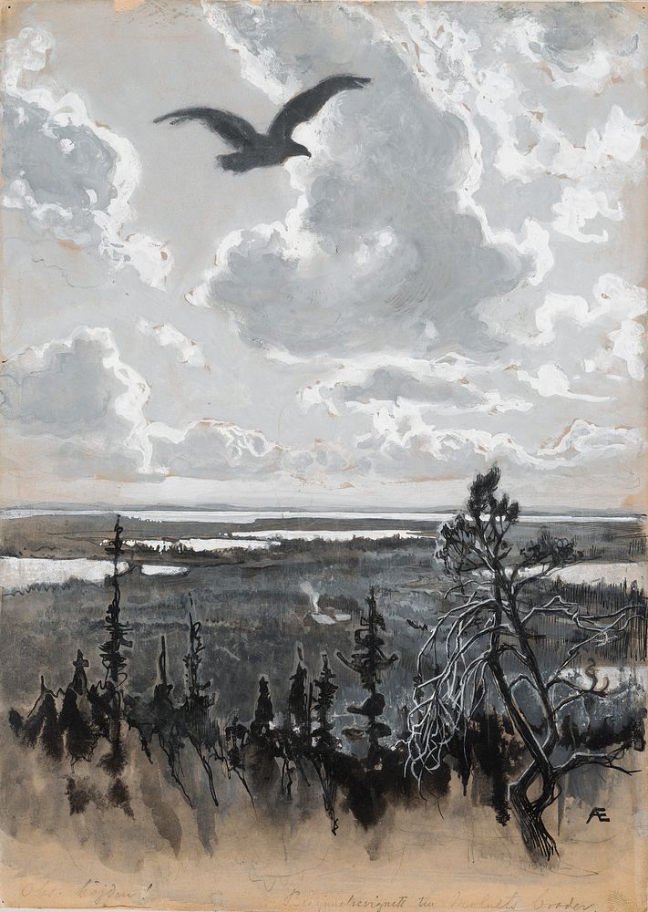 Pilven veikko -runon alkuvinjetti, 1897 - 1900, by Albert Edelfelt