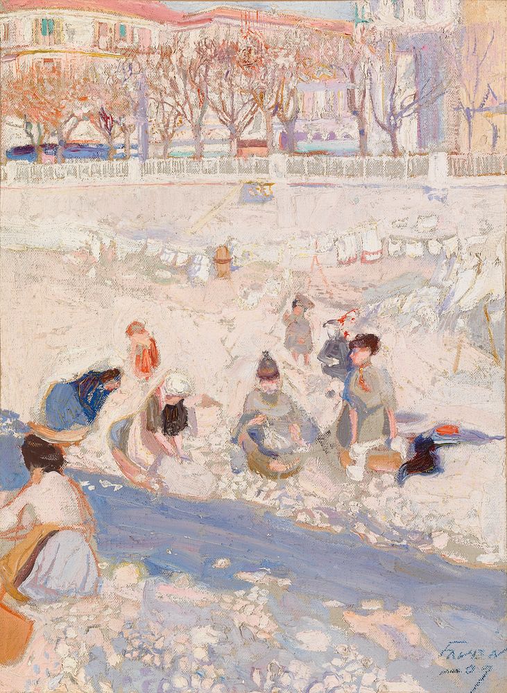 Washerwomen, a motif from nice, 1907, Antti Favén