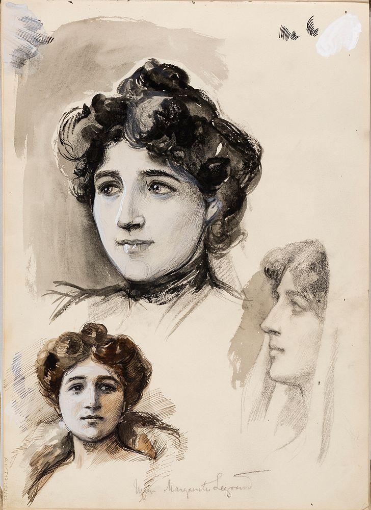 Mme marguerite legrand, luonnoksia, 1900part of a sketchbook, by Albert Edelfelt