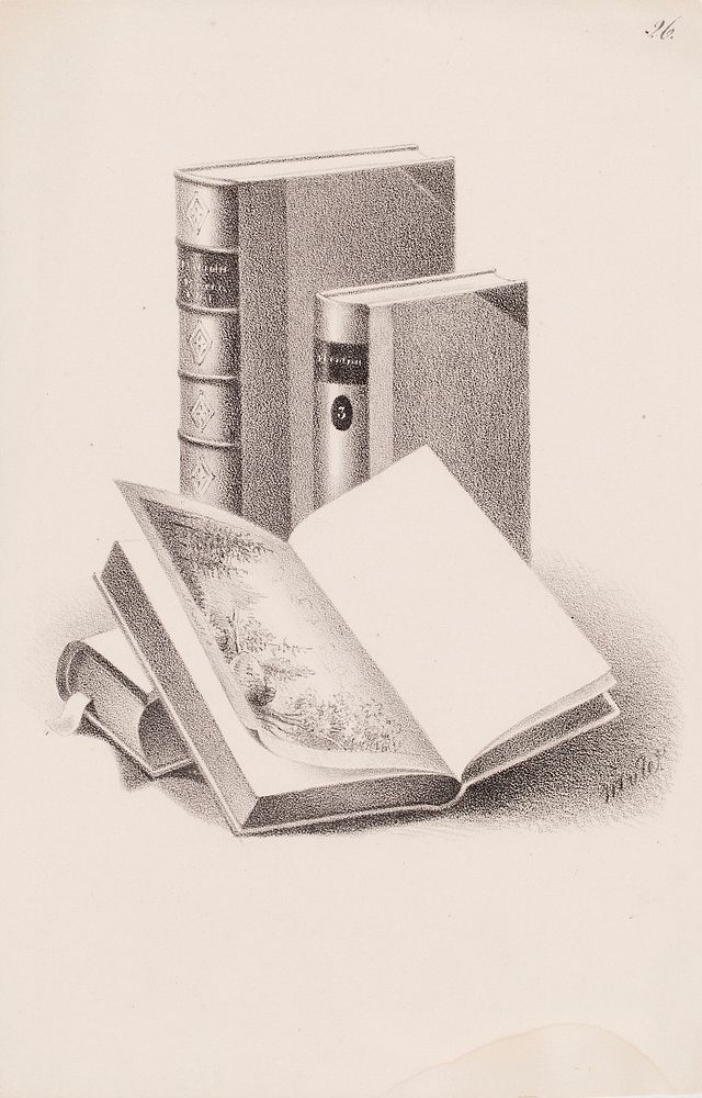 Kirjoja, kuva n:o 26 opetussarjassa grunder i teckna och rita, 1838, Magnus von Wright