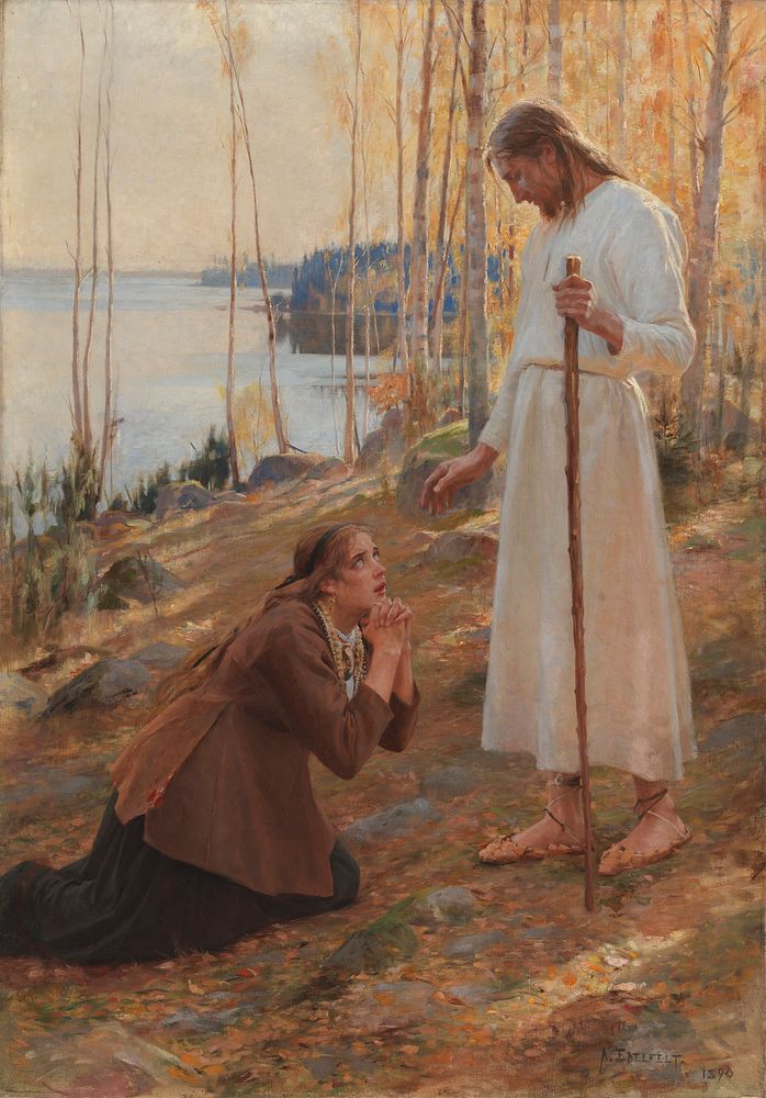 Christ and mary magdalene, a finnish legend, 1890, by Albert Edelfelt