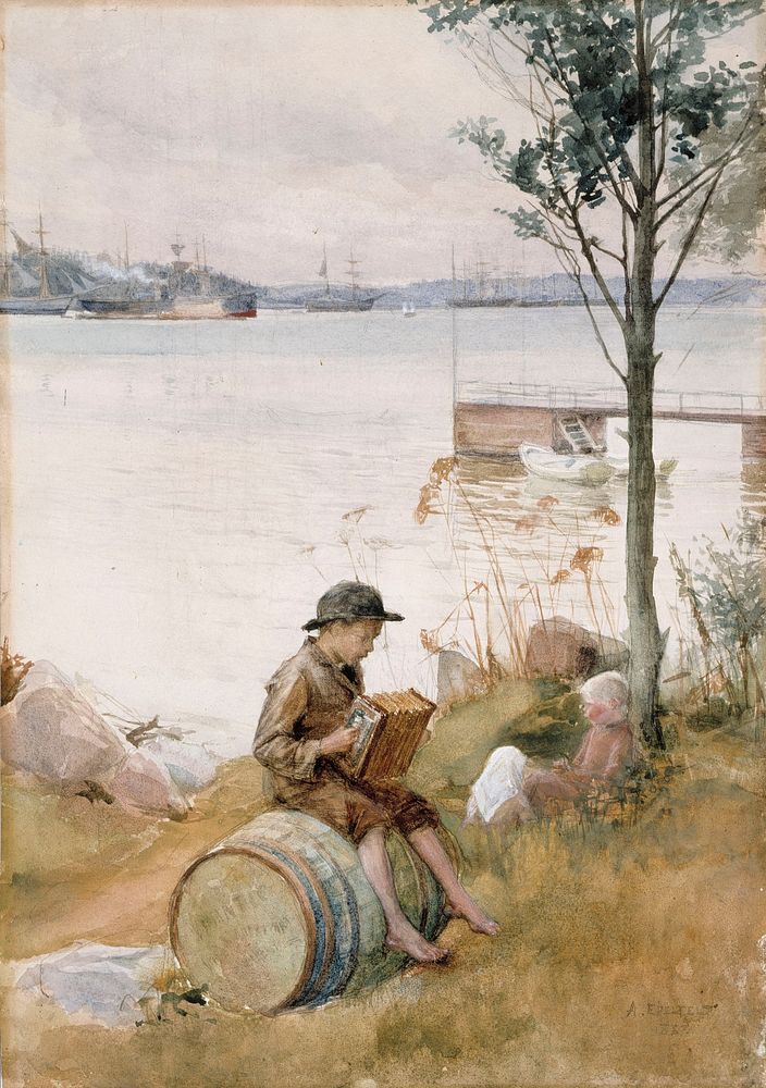 Serenadi rantapenkereellä, 1887, by Albert Edelfelt