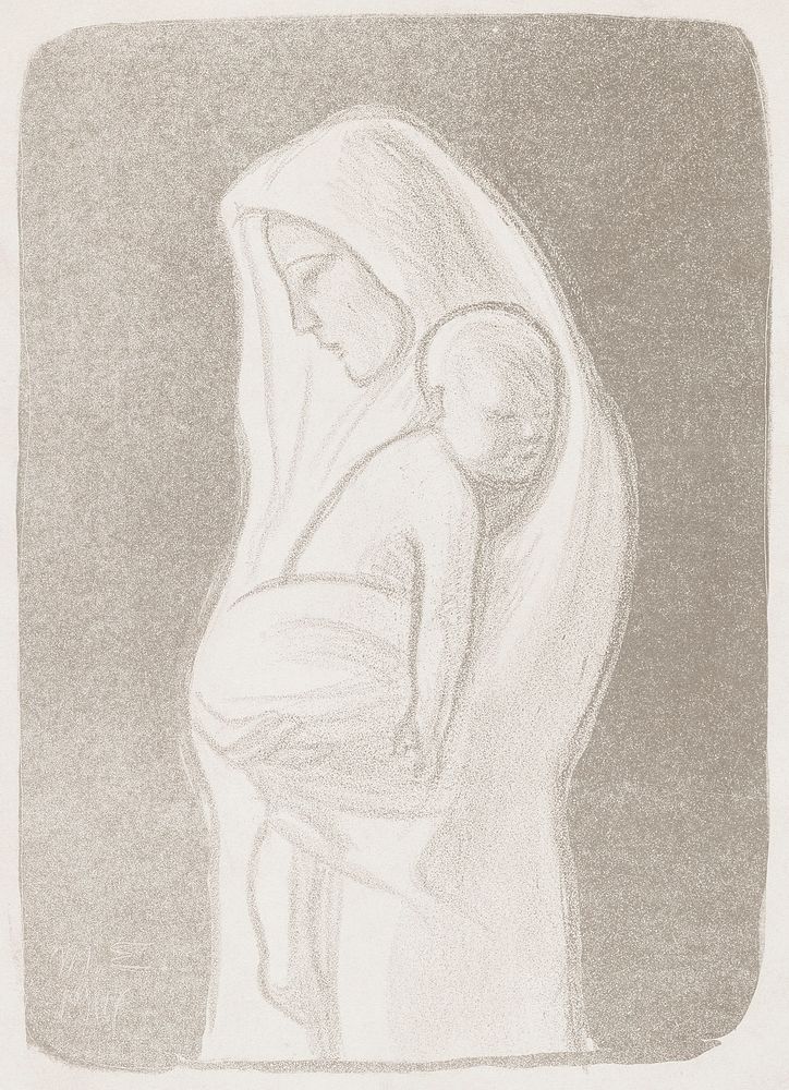 Mother, a fragment from the tampere cathedral altar fresco, 1907, by Magnus Enckell