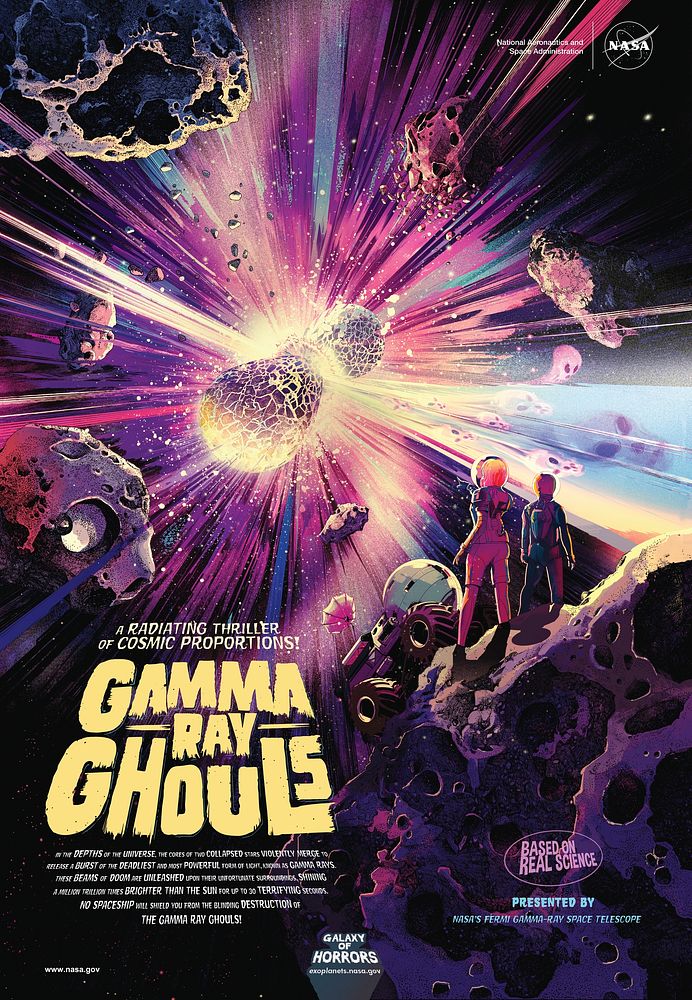 Gamma Ray Ghouls (2021) abstract galaxy art poster. Original public domain image from NASA.