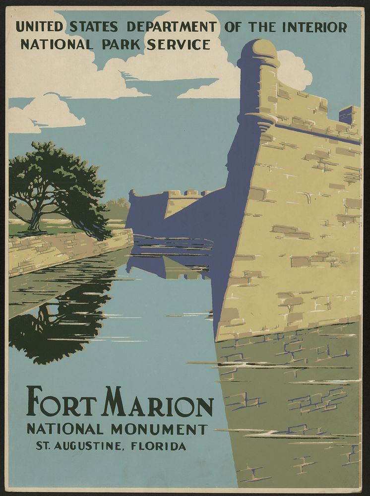 Fort Marion National Monument, St. Augustine, Florida (1938) vintage poster by C. Don Powell. Original public domain image…