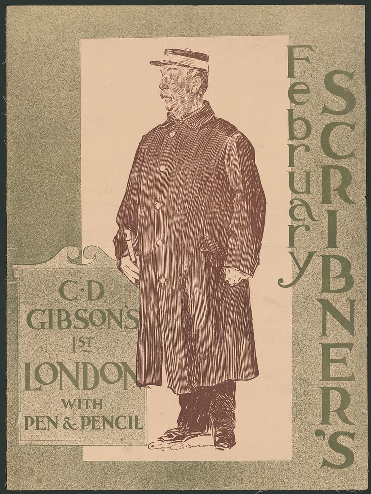 February Scribner's, C.D. Gibson's 1st London, with pen & pencil