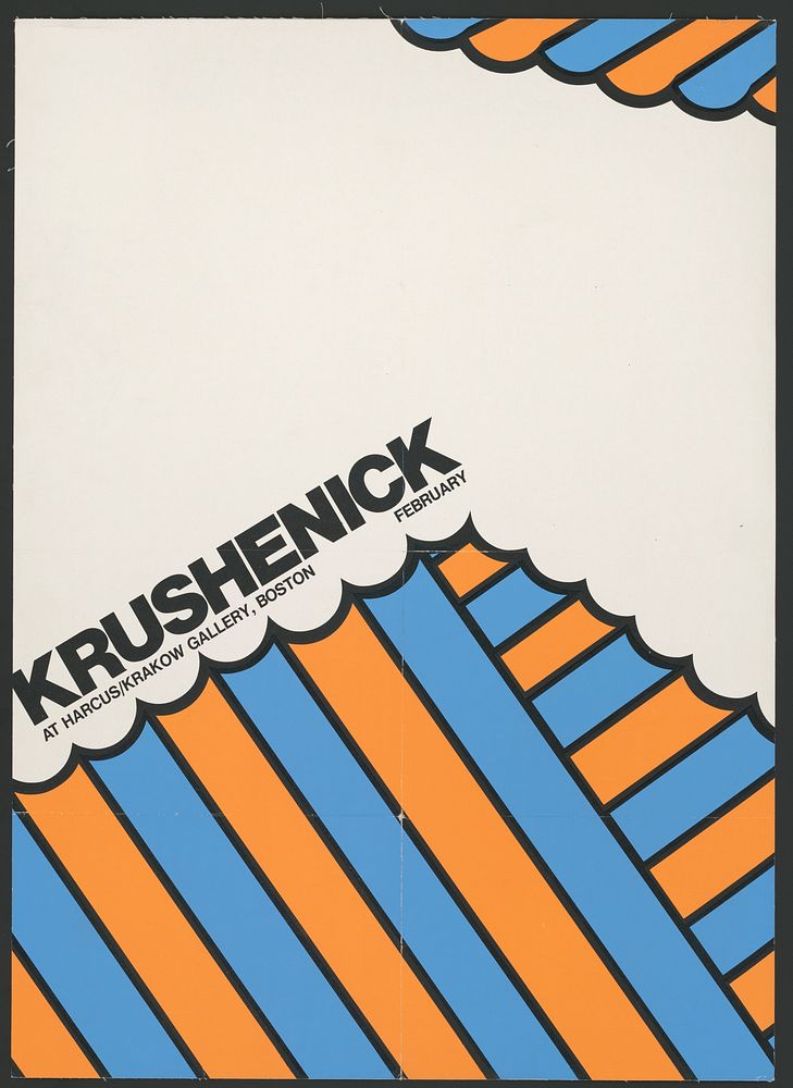Krushenick at Harcus / Krakow Gallery, Boston. February. (1968) vintage poster by Nicholas Krushenick. Original public…