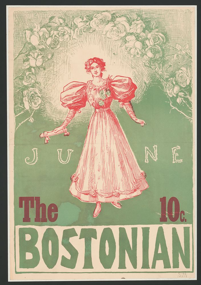 The Bostonian. June. 10c. (1896) vintage poster by Arthur Garfield Learned. Original public domain image from the Library of…