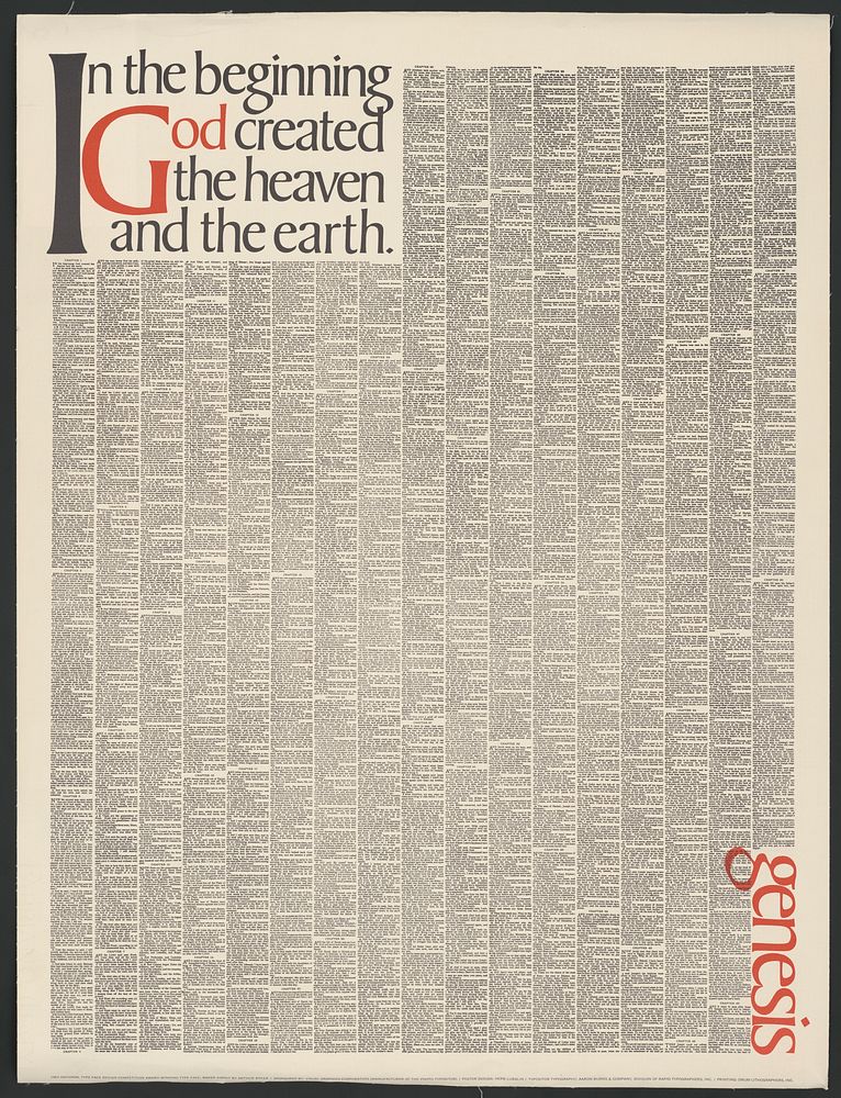 In the beginning God created the heaven and the earth. Genesis