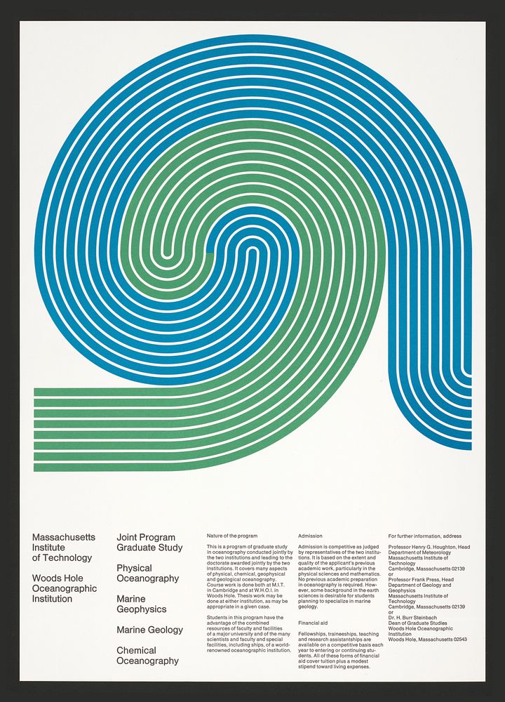 Massachusetts Institute of Technology Woods Hole Oceanographic Institution. Joint Program Graduate Study. (1960) vintage…