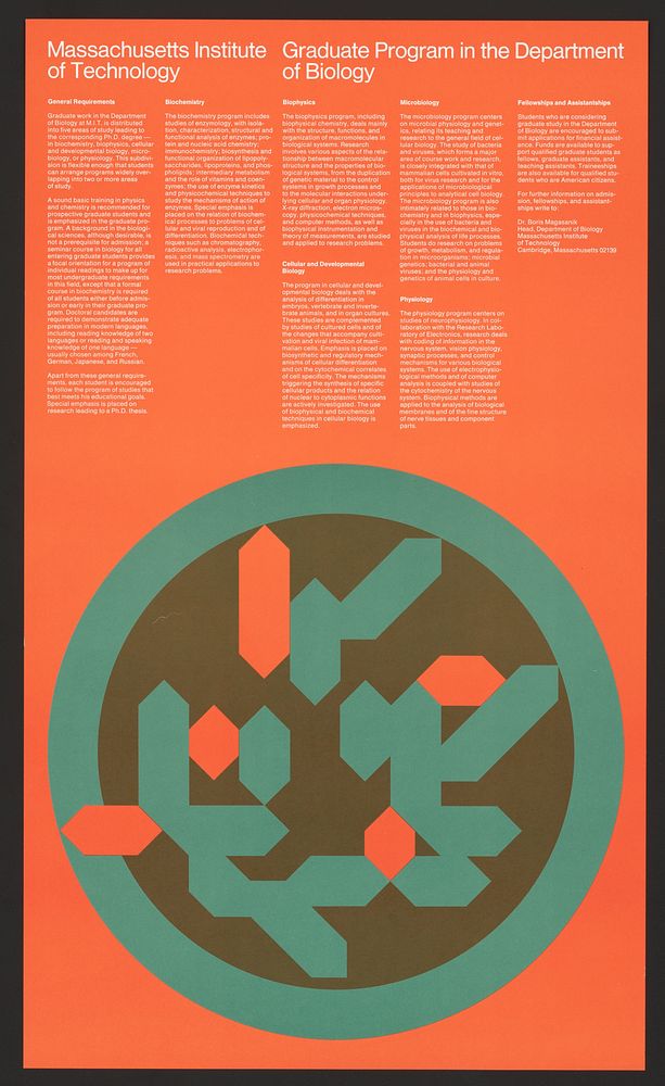 Massachusetts Institute of Technology graduate program in the Department of Biology (1960) vintage poster by Dietmar R.…