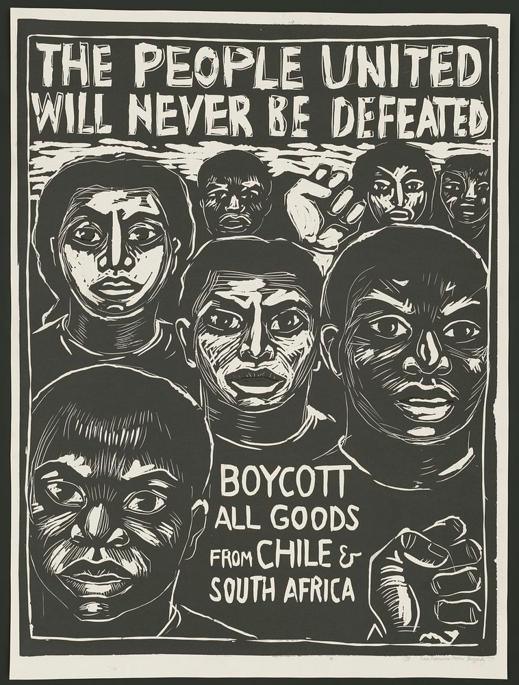 The people united will never be defeated. Boycott the repressive regimes of Chile & South Africa