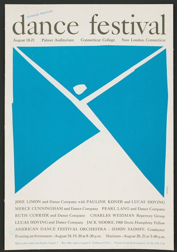 Thirteenth American dance festival, August 18-21, Palmer auditorium, Connecticut College, New London, Connecticut (1960)…