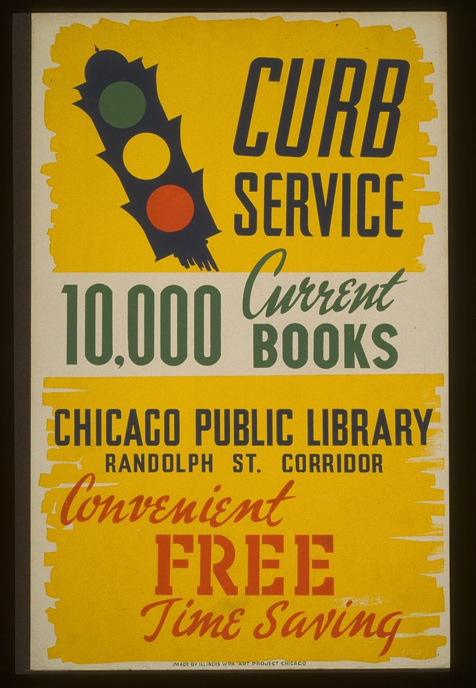 Curb service 10,000 current books - convenient, free, time saving : Chicago Public Library, Randolph St. corridor.
