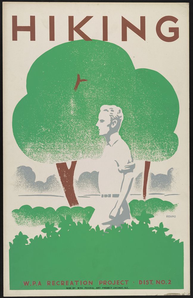 Hiking--WPA recreation project, Dist. No. 2 / Beard. (1939) poster. Original public domain image from the Library of…
