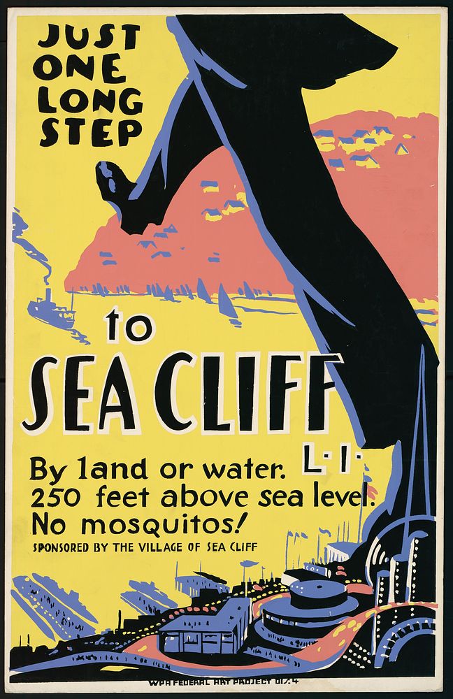 Just one long step to Sea Cliff, L.I. By land or water : 250 feet above sea level : No mosquitos!