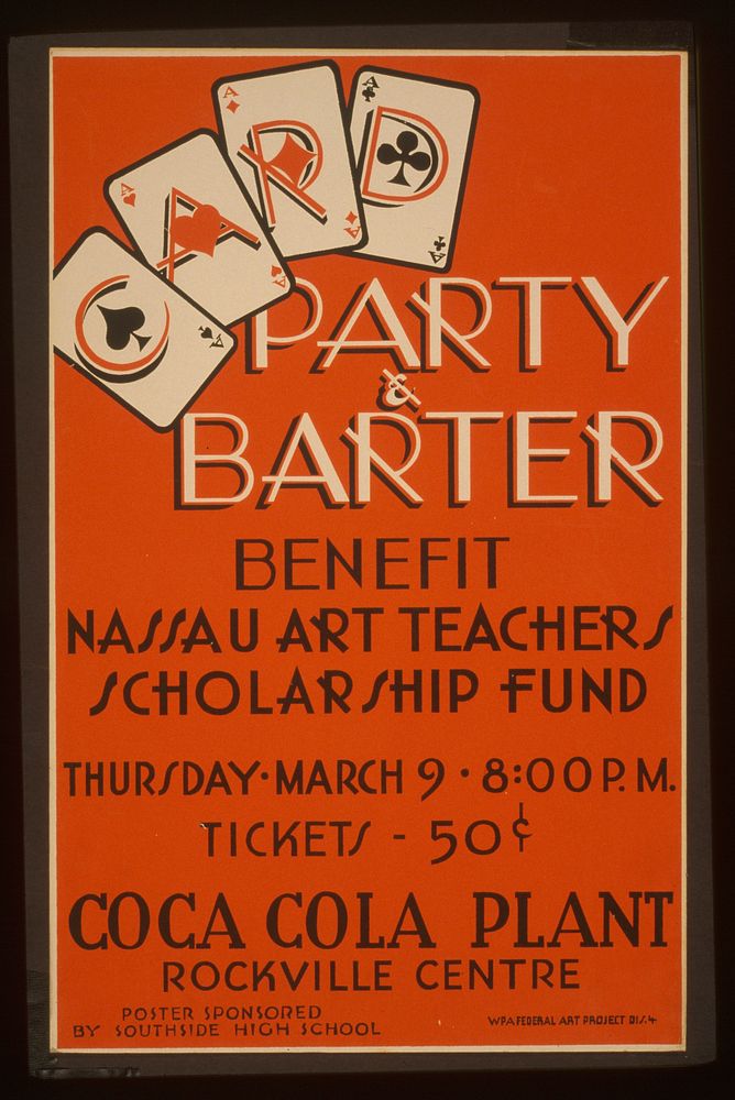 Party & barter - benefit Nassau art teachers scholarship fund Coca Cola Plant, Rockville Centre.