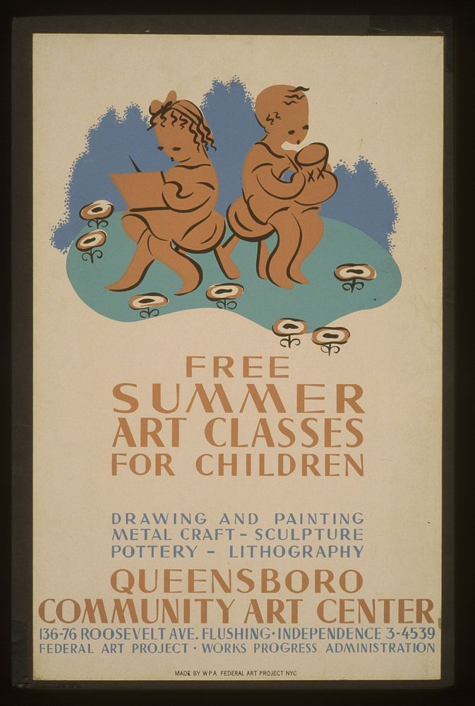 Free summer art classes for children Drawing and painting, metal craft - sculpture, pottery - lithography : Queensboro…