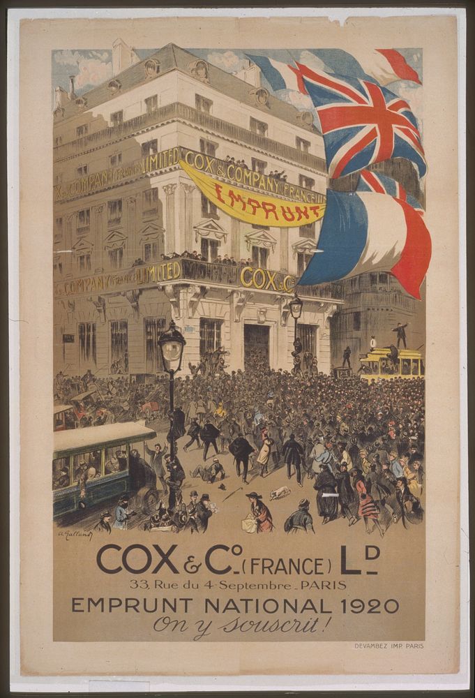 Cox & Co. - (France) Ld. . . . Emprunt national 1920 . . . On y souscrit