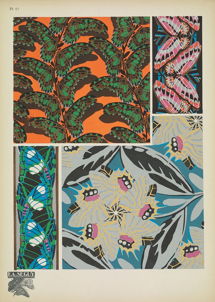 E.A. S&eacute;guy's vintage butterflies pattern (1925) art nouveau from Papillons. Original public domain image from…