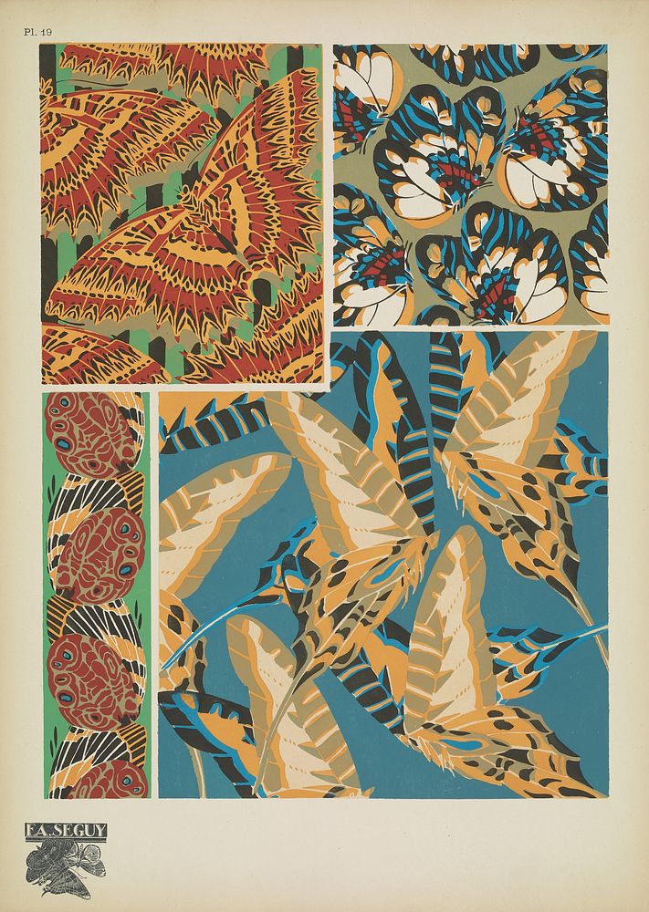 E.A. S&eacute;guy's vintage butterflies pattern (1925) art deco from Papillons. Original public domain image from…