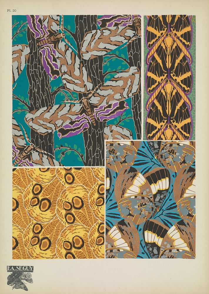 E.A. S&eacute;guy's vintage butterflies pattern (1925) art nouveau from Papillons. Original public domain image from…