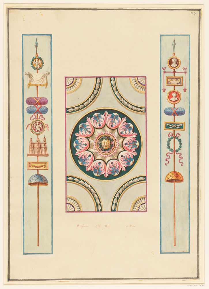 Ornament Design, Patera and Roman Standards, Michel Angelo Pergolesi