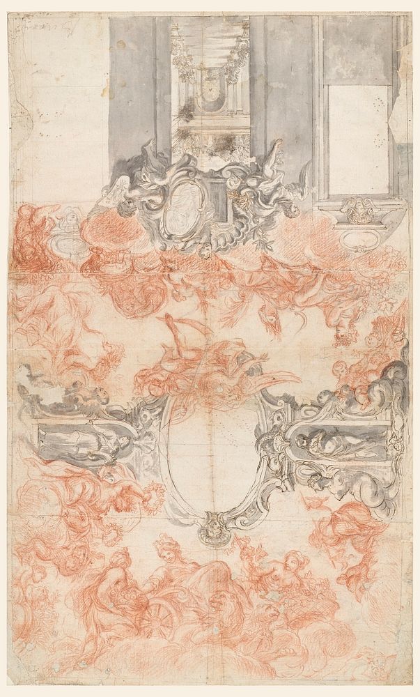 Design for a Painted Ceiling and the Decoration of a Short Wall Illustrating the Seasons