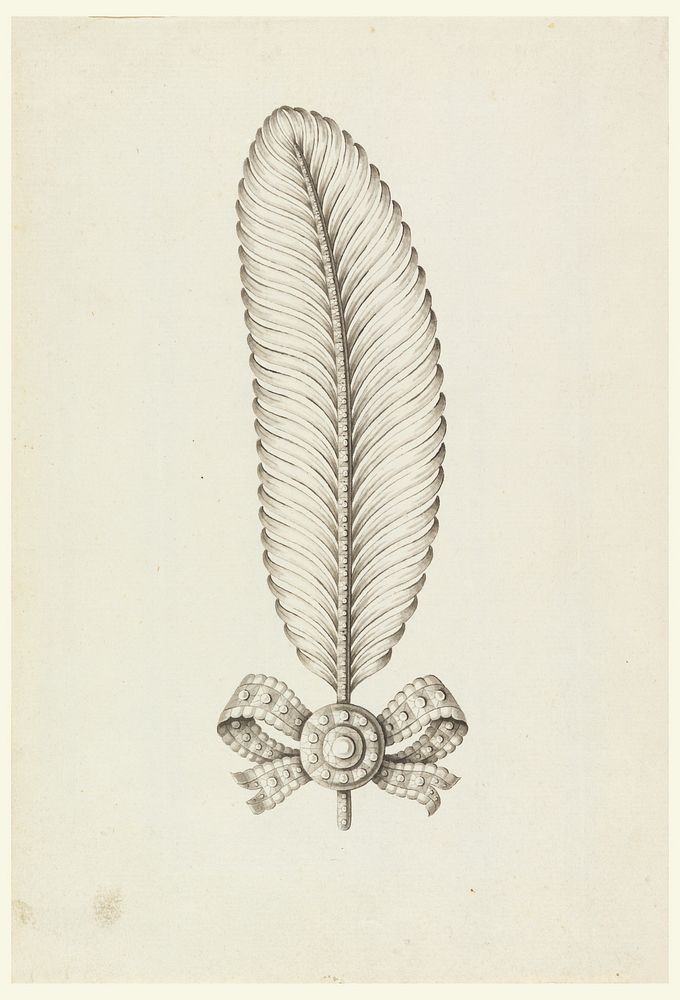 Design for Brooch or Hair Ornament in Shape of Feather