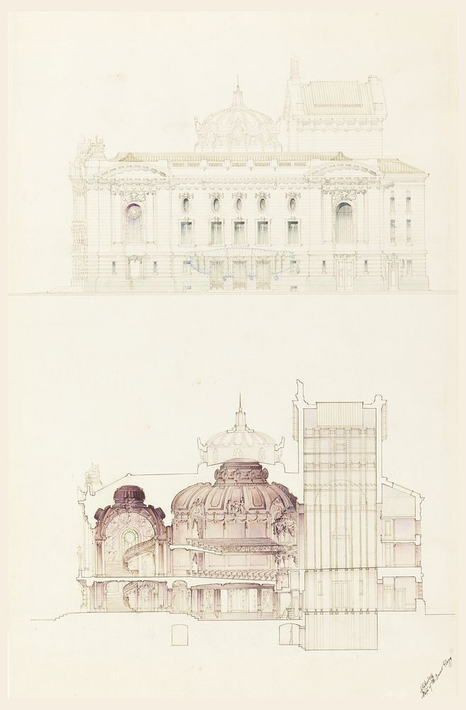 Elevation and Cross-Section of an Opera House