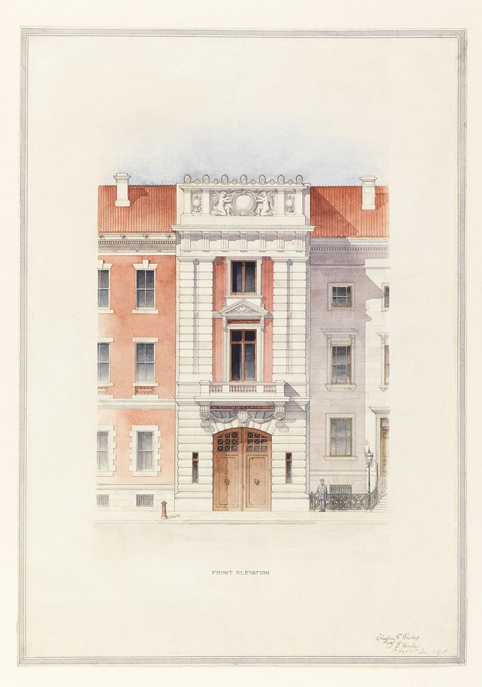 Design for a fire house: front elevation