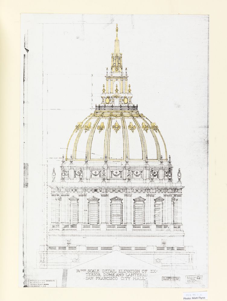 Architectural working drawings of the San Francisco City Hall, John Bakewell Jr