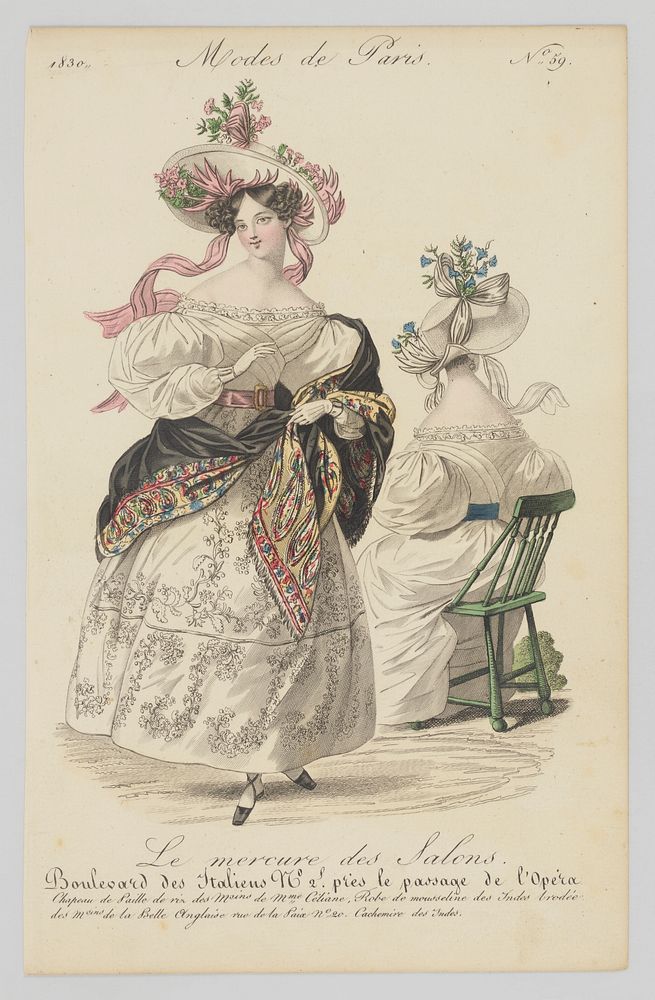 Plate 59, Modes de Paris (Paris Fashion), Le Mercure de Salons (Mercury of the Salons)
