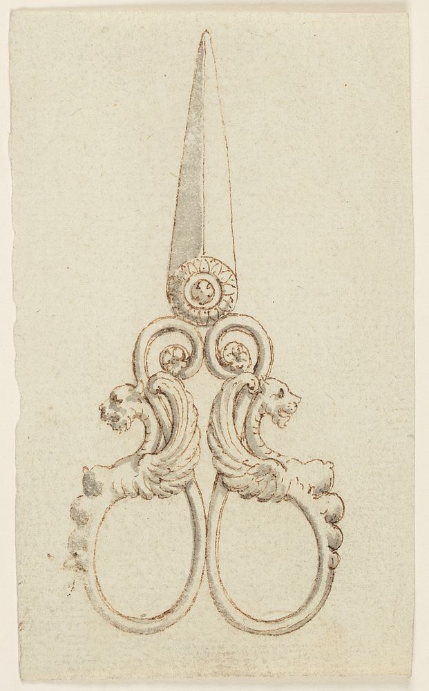 Pair of Scissors with Sphinx-shaped Handles