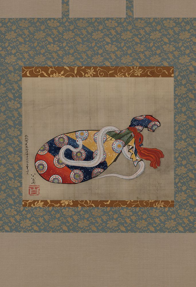 The Lute and White Snake of Benten (Sarasvati) by Katsushika Hokusai