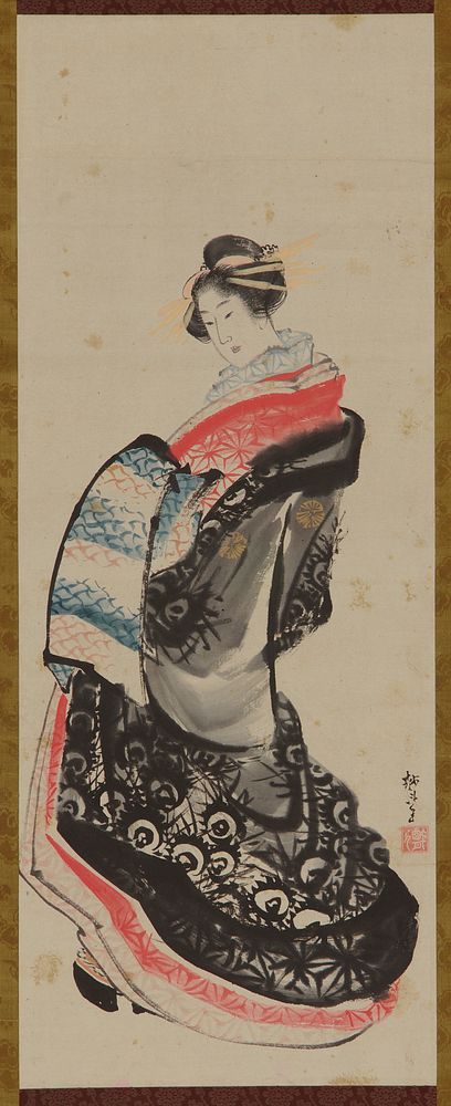 A courtesan standing by Katsushika Hokusai